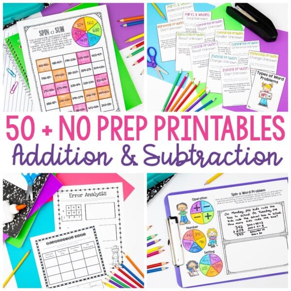 No Prep Addition and Subtraction Multi-Digit Numbers